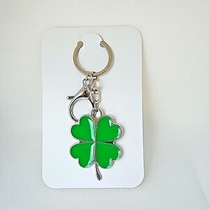 4 Leaf Clover Large Keychain/Purse Charm, Green ~ Good Luck, St. Patty's 🎁